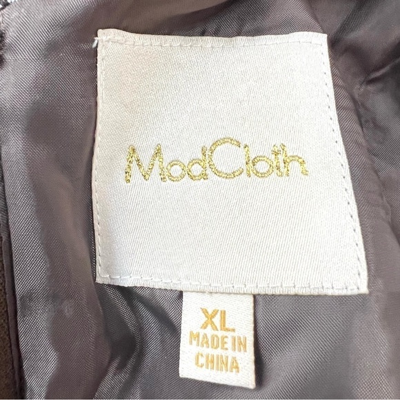 ModCloth Genuine Joy Silver & Brown Flocked Floral A Line Dress Women’s XL - Picture 13 of 13